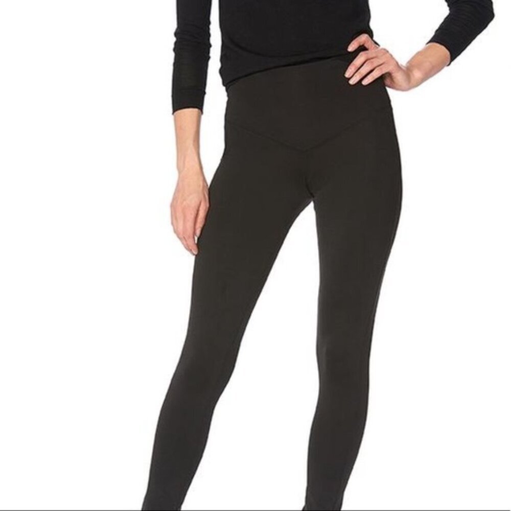 HUE Tummy Control Hi Rise Waist Cotton Stretch Leggings Tights Pants Minimalist
